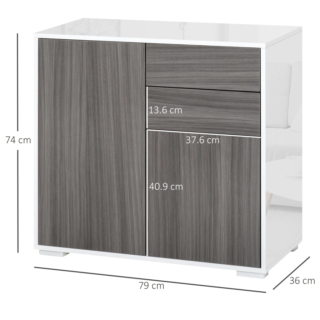 Cassettiera con Ante ¨C Minimal ¨C Grigio Chiaro e Bianco 79x36x74cm