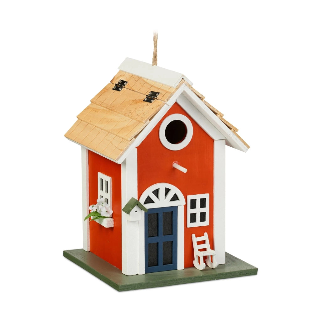 Casetta per uccelli decorativa in legno resistente in stile rustico per giardino 30 x 20 x 15 cm in legno marrone 13_0012560