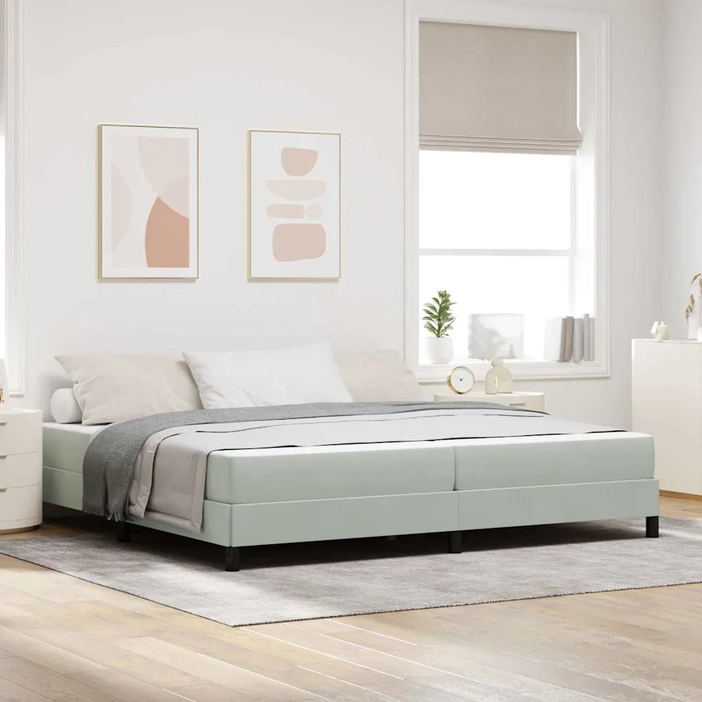 Letto a molle con materasso Grigio chiaro 200 x 200 cm Tessuto