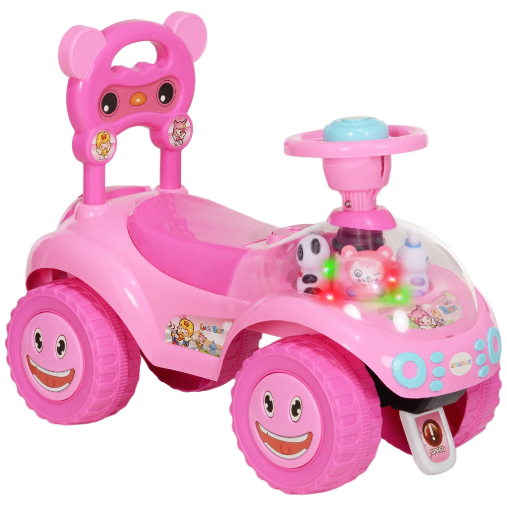 Voiture Porteur pour Enfants, Véhicule à Pousser Sans Pédales Rose