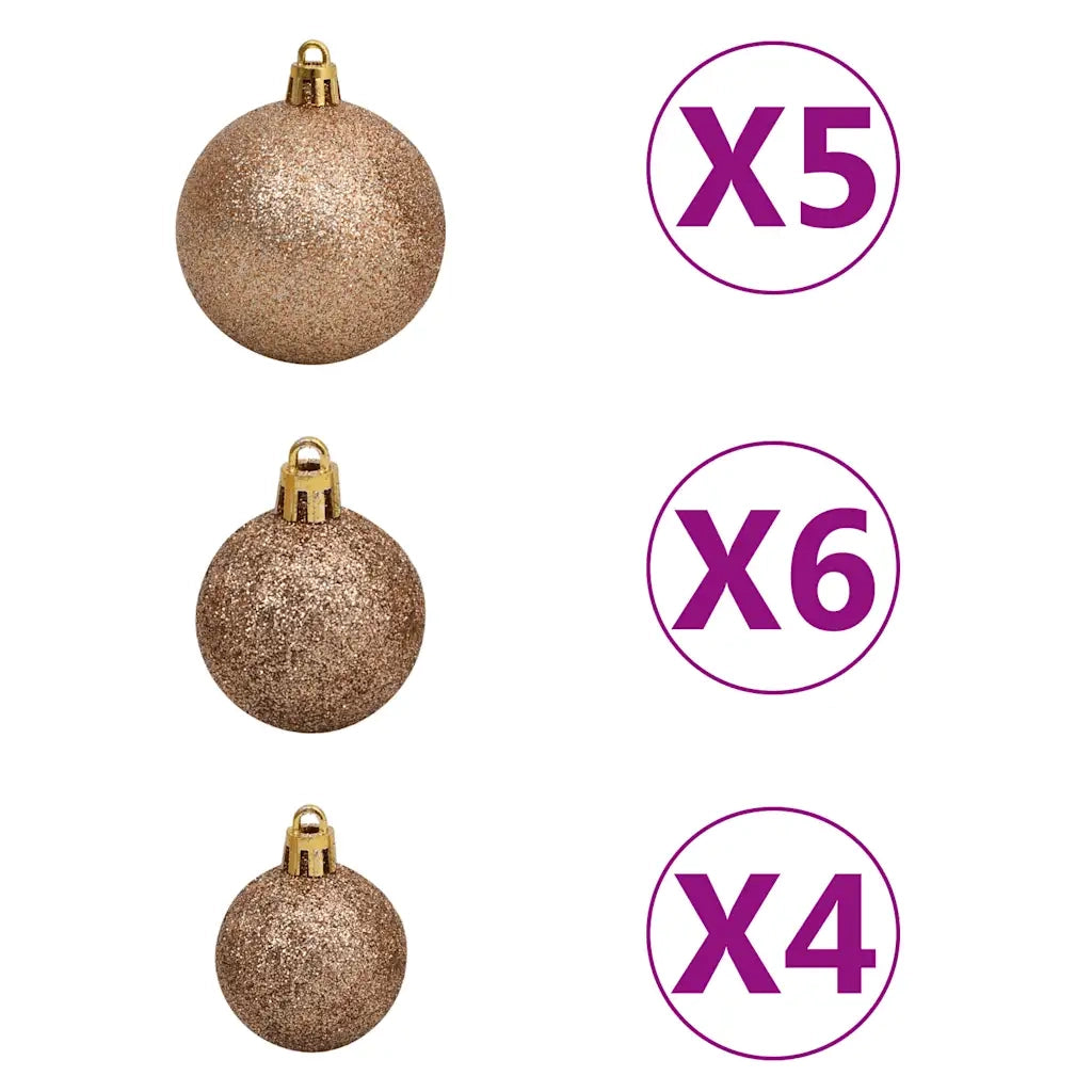 Set Natale con 60 Palline Punta e 150 Luci LED Oro Rosa CFW9498870