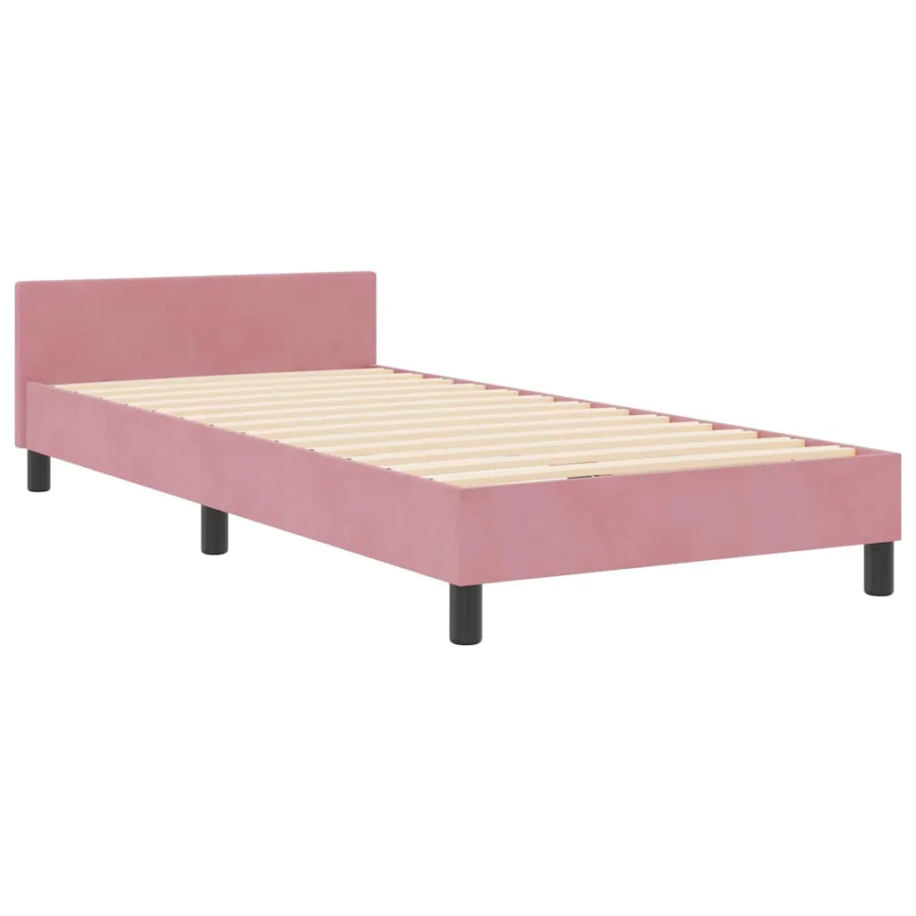 Letto a molle con testiera Rosa 90 x 200 cm Velluto 3344920