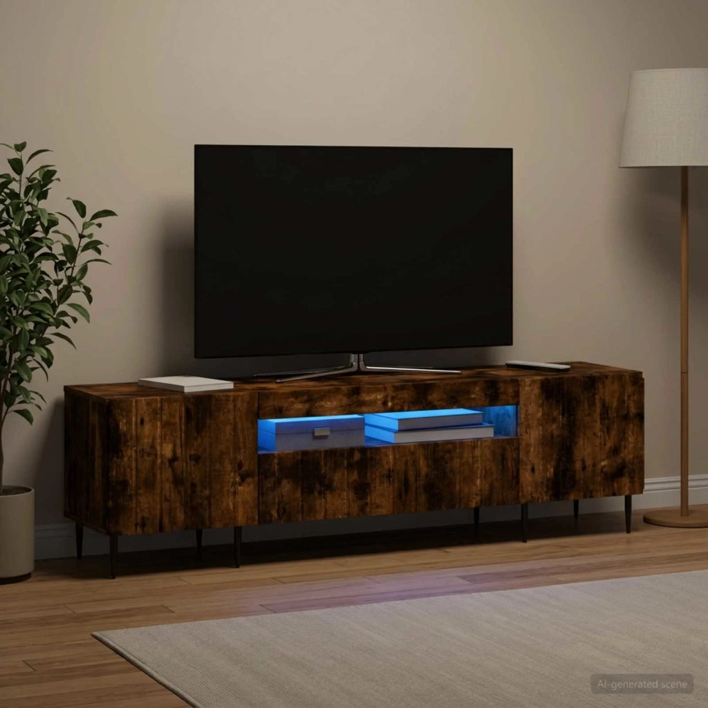 Mobile TV LED ZWOLLE 153 x 35 x 43 cm Rovere Fumo 896470