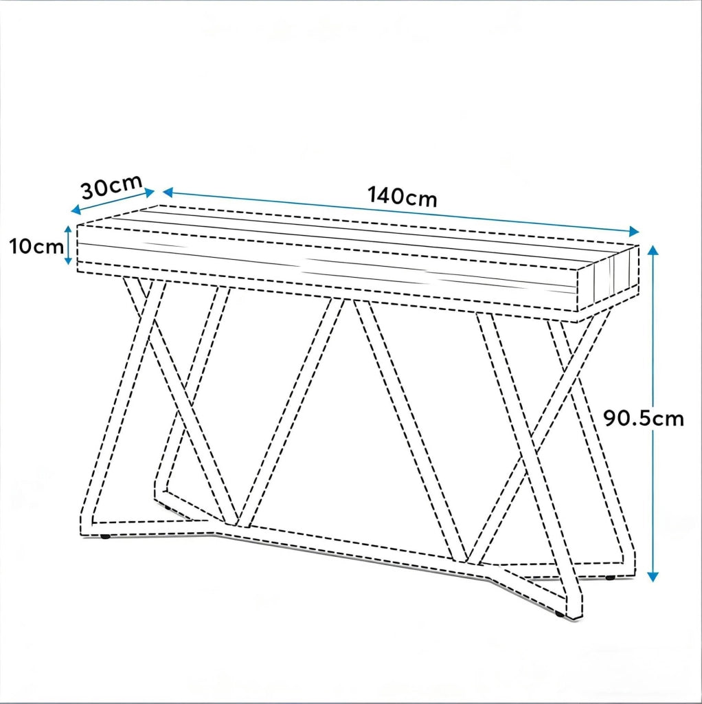 TAVOLO Consolle 140 cm MDF e Metallo Nero Marrone Rustico