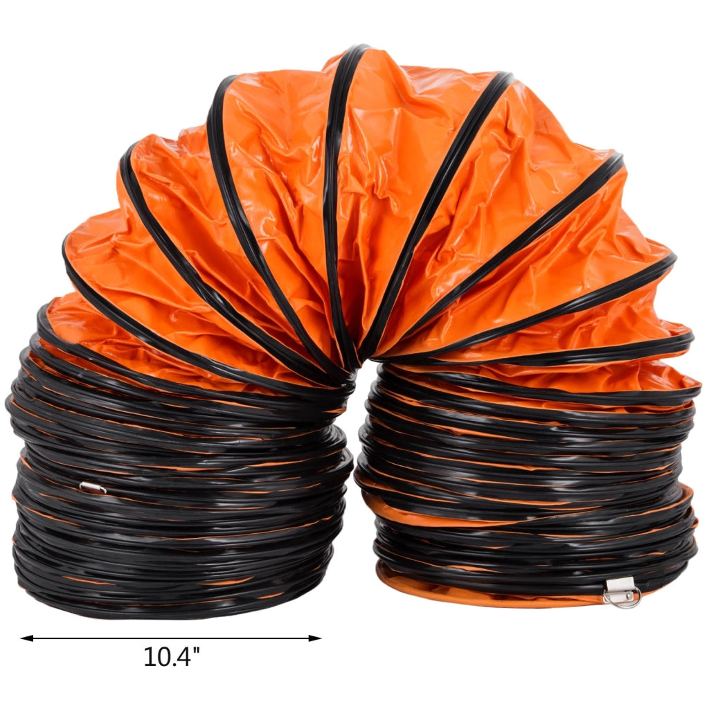 Tubo Flessibile di Ventilazione in PVC Arancione 9,8 m Diametro 12 Pollici Robusto con Corde Regolabili e Anelli a D
