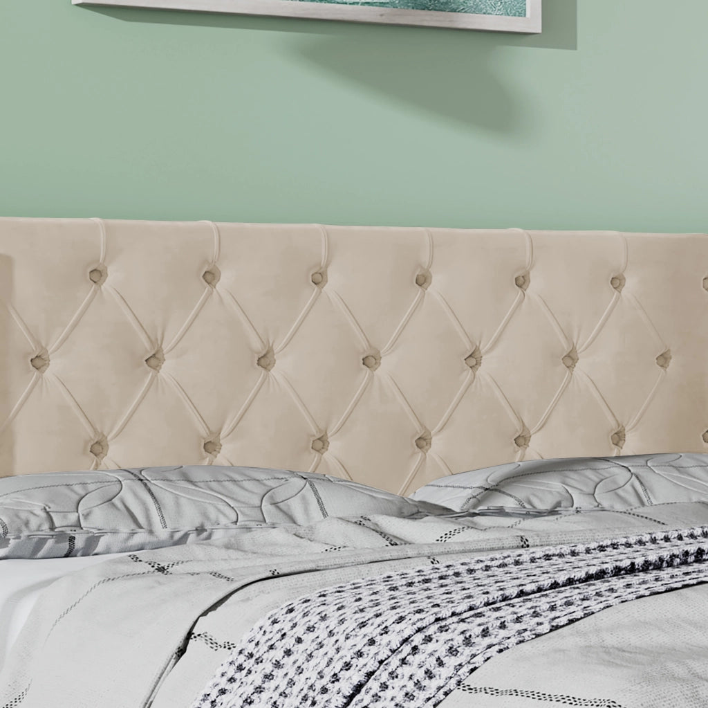Letto imbottito con orecchie - Zephmum - Doppia fila di rivetti, cuciture a bottone, testata e pediera, 180*200, idraulico, funzionale, sottolato in tessuto non tessuto nero antimacchia, beige