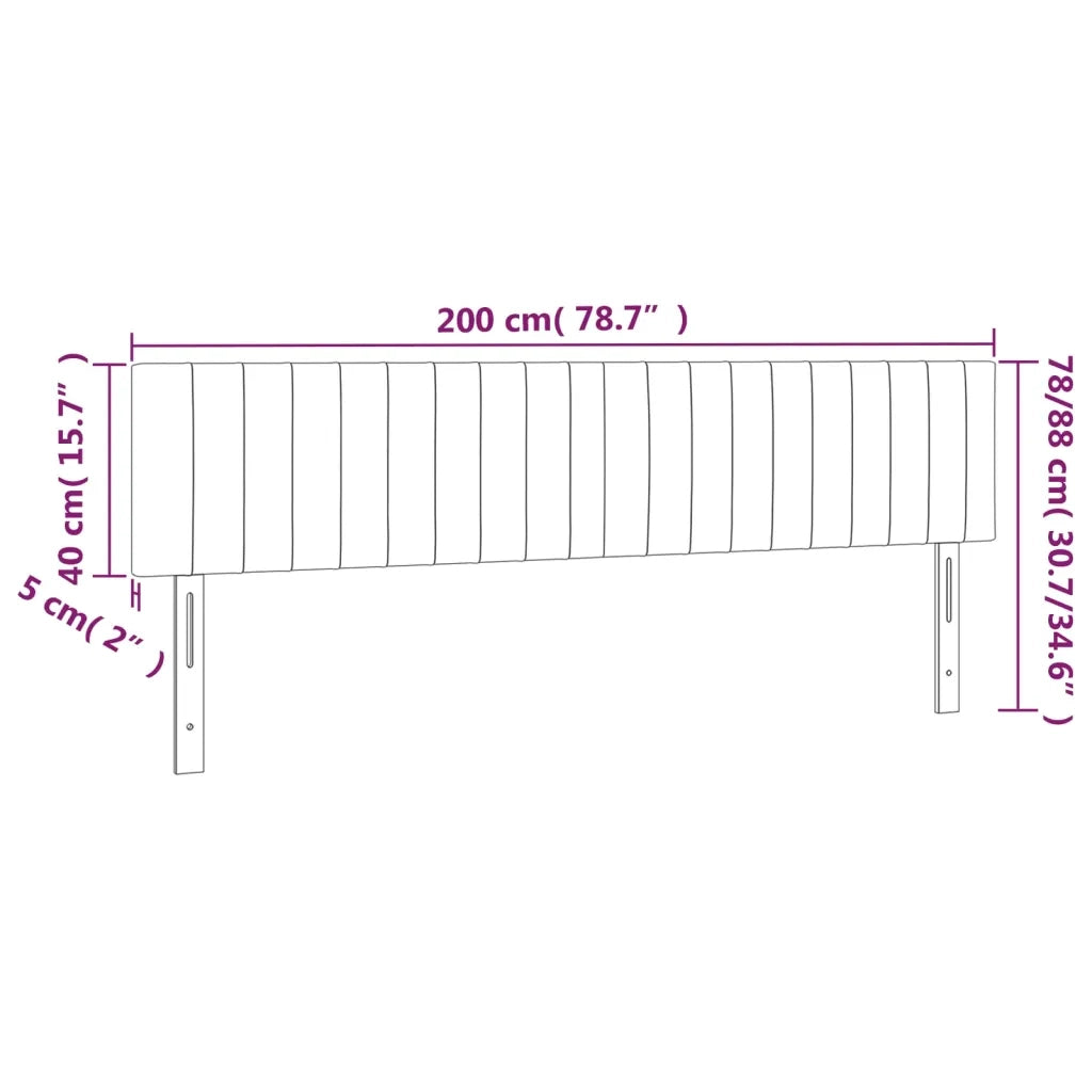 Testiera a LED-Testata con LED Nera 200x5x78/88 cm in Tessuto 323397