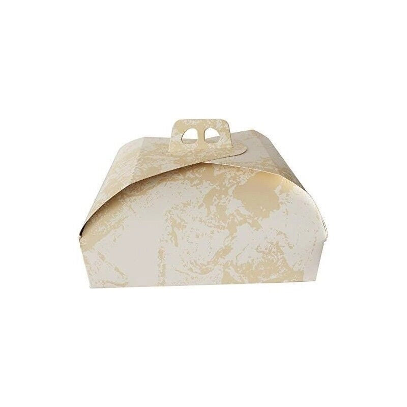 SCATOLA PORTA TORTE EASY BAKE BIANCA E ORO 36 X 36 CM
