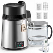 Distillatore d'acqua da banco 6 L 900 W YMK60208 in acciaio inox 304 e vetro, purificatore robusto e facile da usare per uso domestico e cucina