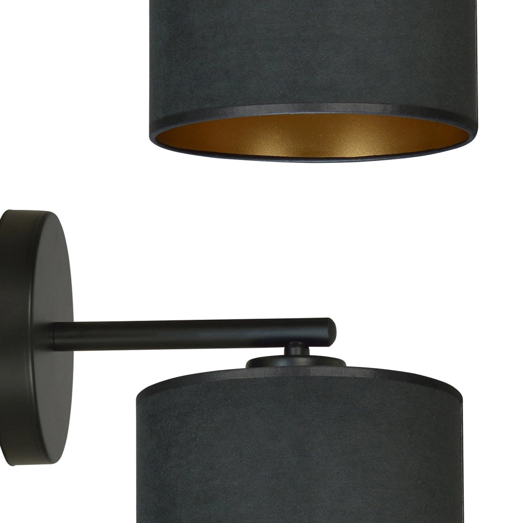 Applique 1 Luce Hilde In Acciaio Nero E Paralume In Tessuto Nero