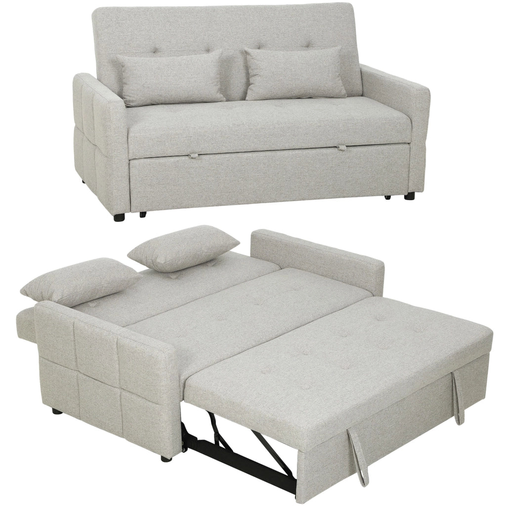 Divano Letto 2 Posti Clic Clac ¨C Xylo ¨C Tessuto Marrone Chiaro con 2 Cuscini