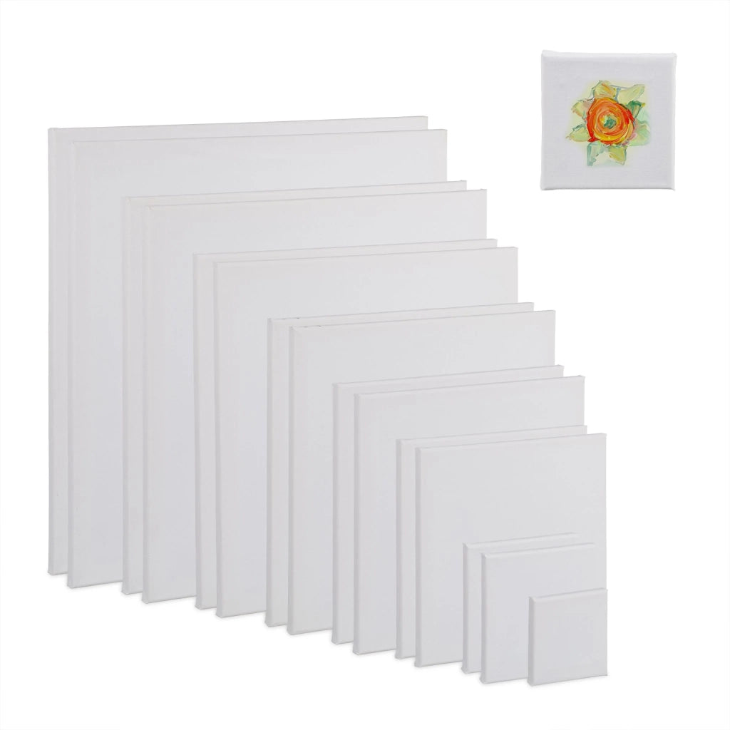 Set di 16 tele quadrate vergini per pittura creativa 30 x 30 cm in cotone bianco 13_0014766