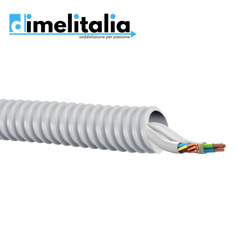Tubo guaina spiralata grigia flessibile in pvc 5 metri per cavi elettrici *** diametro 12 millimetri, confezione 1
