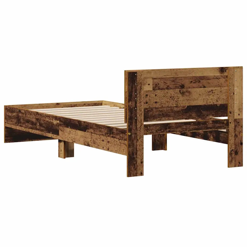 Letto singolo | Letto per adulti | Struttura del letto Legno vecchio 90 x 200 cm Legno multistrato