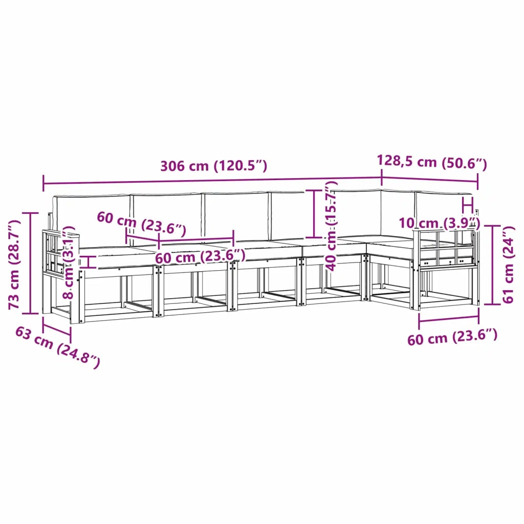 Set di divani da esterno 6 pz Bianco e Beige Poliestere 3387712