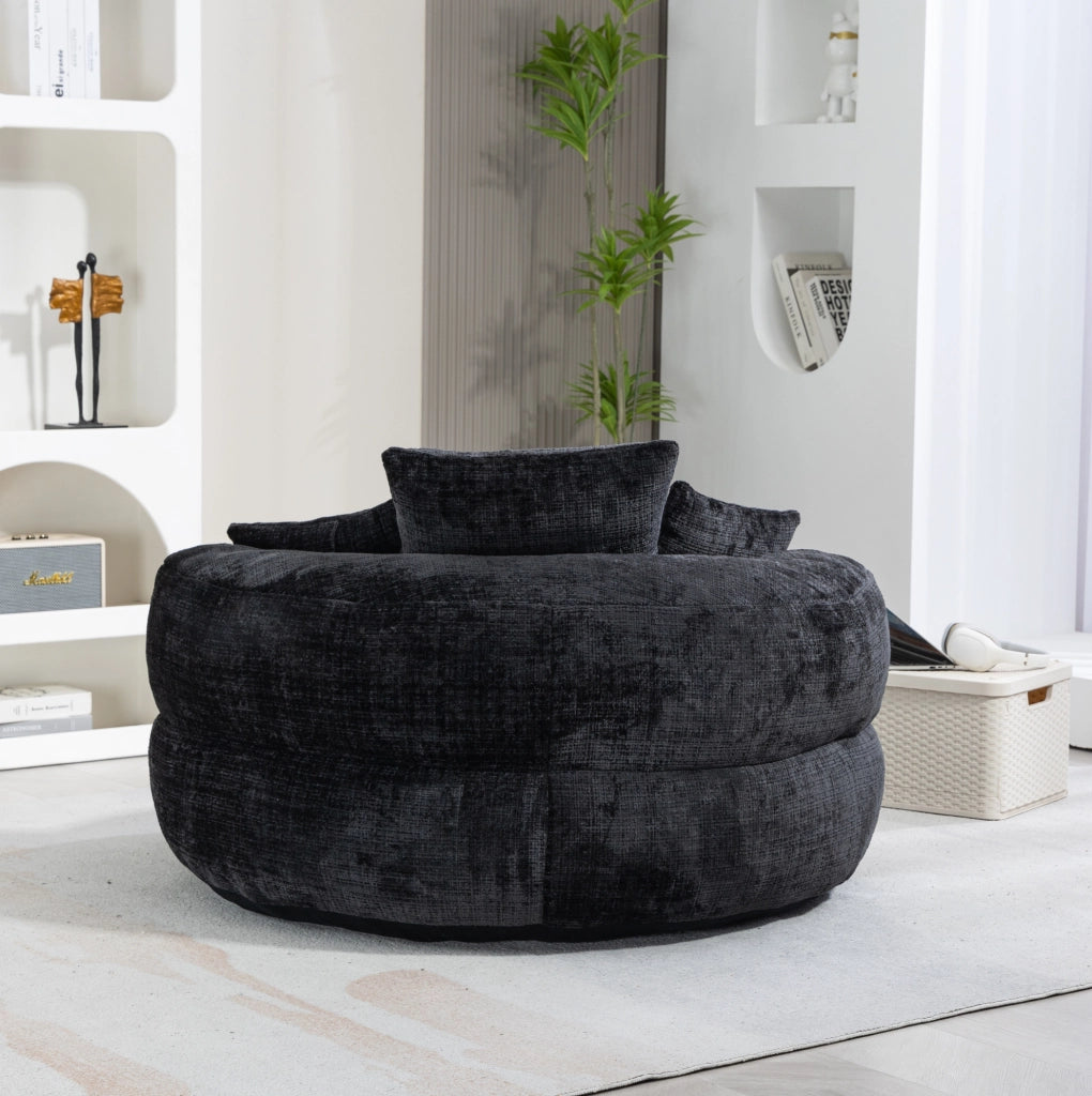 POLTRONA Relax 108x108x52 cm in Chenille Nera con Braccioli