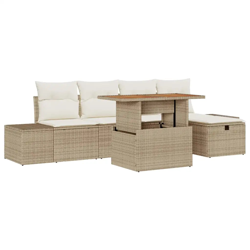 Set Divano da Giardino con cuscino 6 pcs Beige polyrattan 3360047