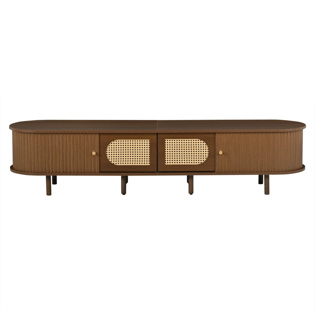 Mobile TV noce 180 cm con ante in rattan