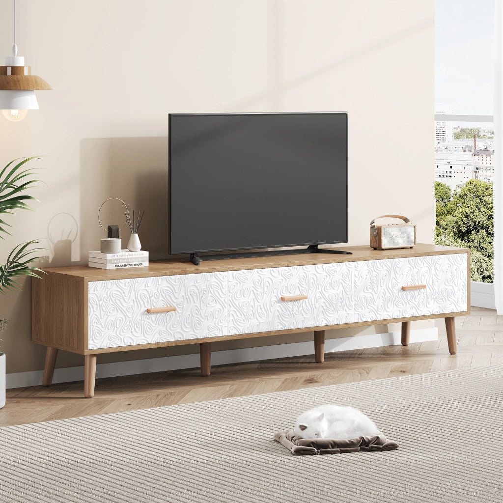 Mobile porta TV vintage bianco e legno 150 cm