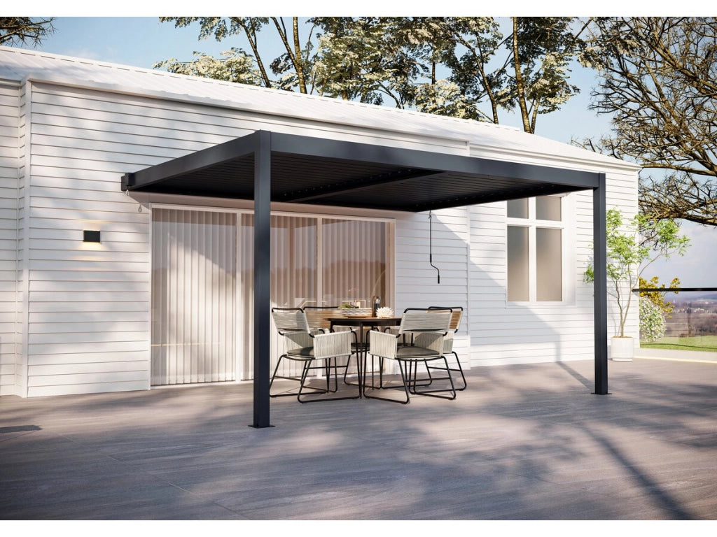 Pergola addossata in alluminio "Windsor" - Grigio antracite - 3 x 4 m