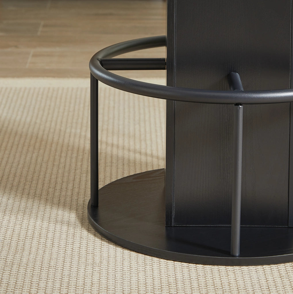 Set tavolo bar rotondo con 2 sgabelli, 80 cm, nero, con vani contenitore