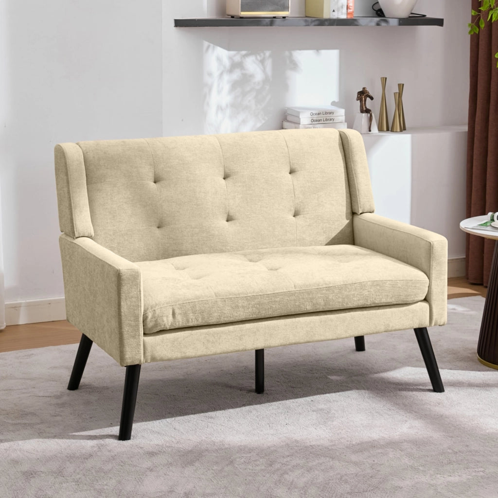 Poltrona 2 Pezzi con Imbottitura in Schiuma, Tessuto Beige