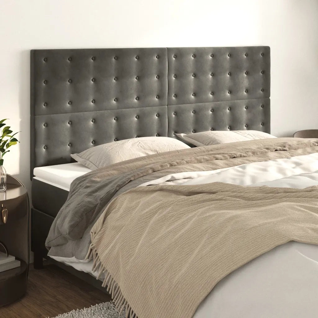 Testiera | Testata Grigio Scuro 180x5x118/128 cm Velluto