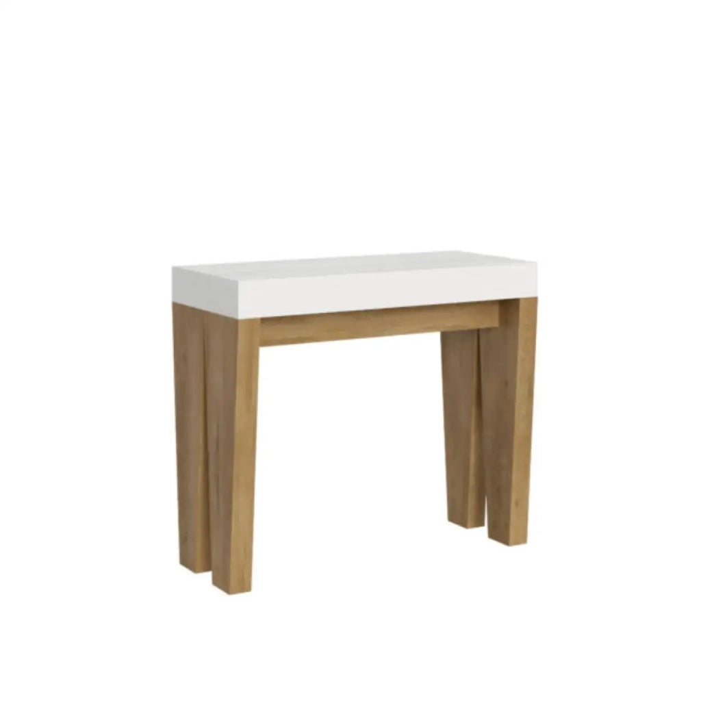 Consolle allungabile 90x40/196 cm Spimbo Mix Small piano bianco frassino - struttura quercia natura