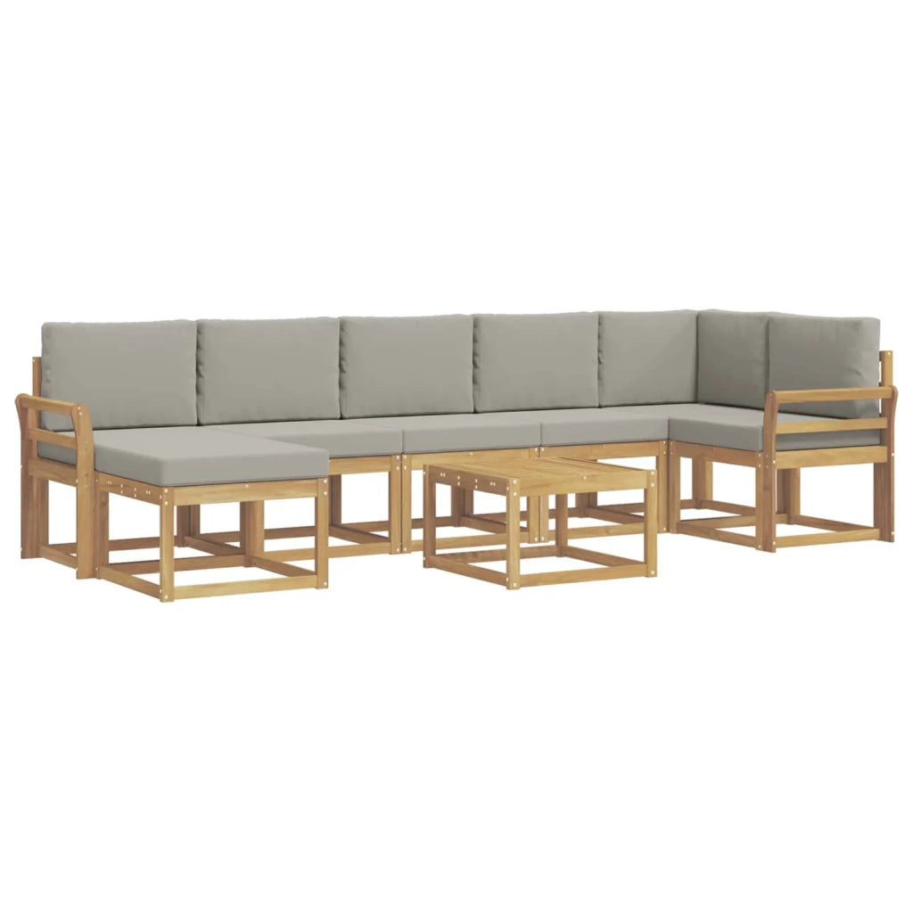 Set di divani da esterno 8 pz Bianco e Grigio Chiaro 3387980