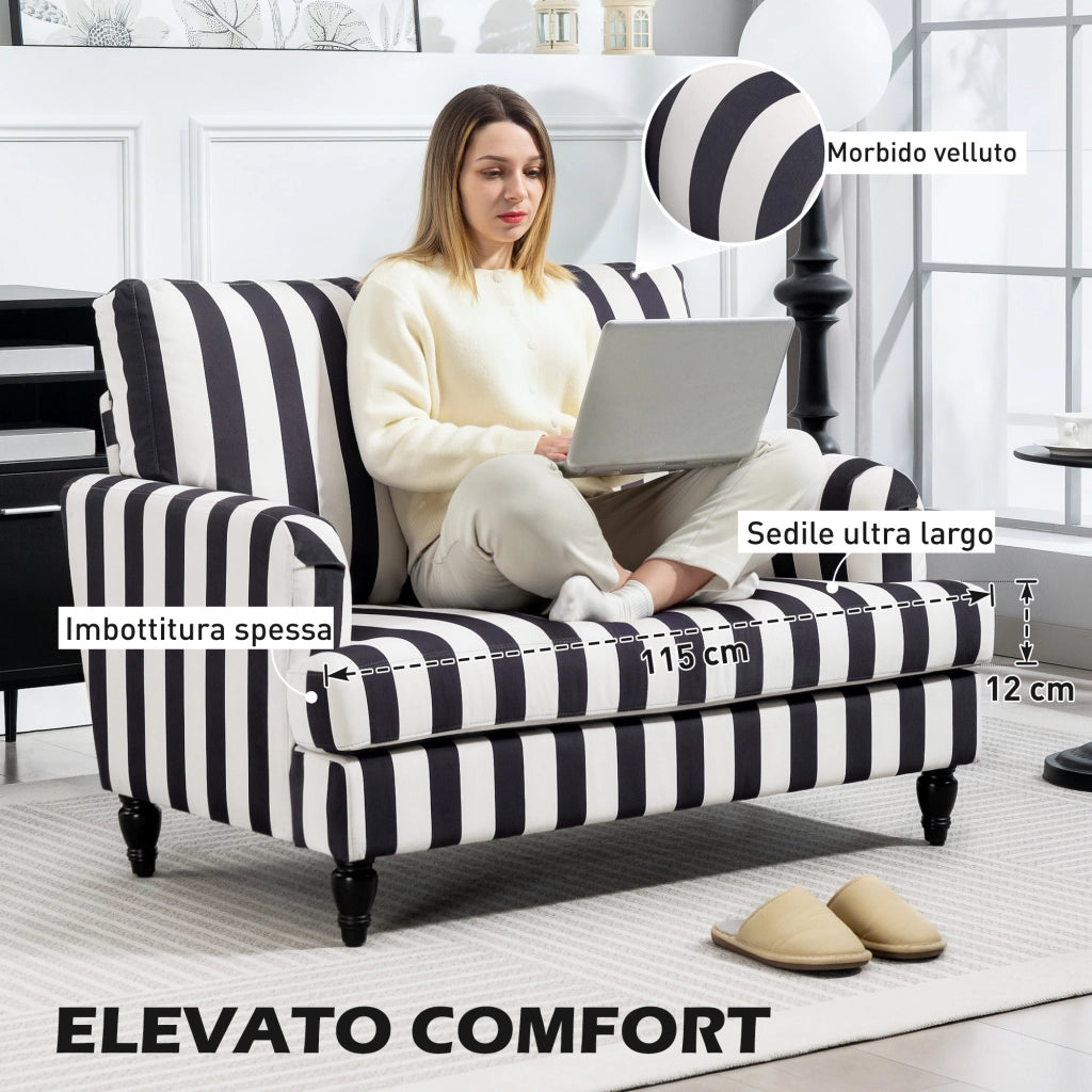 Poltrona Relax in Velluto ¨C Minimal ¨C Nero e Bianco 115x82x82