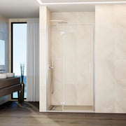 Box doccia frontale GLASS fisso + porta battente 125 cm (119,5-125; fisso 40+porta 80) cromo trasparente