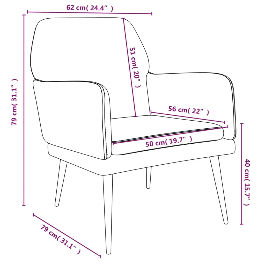 Fauteuil Noir 62x79x79 cm Velours