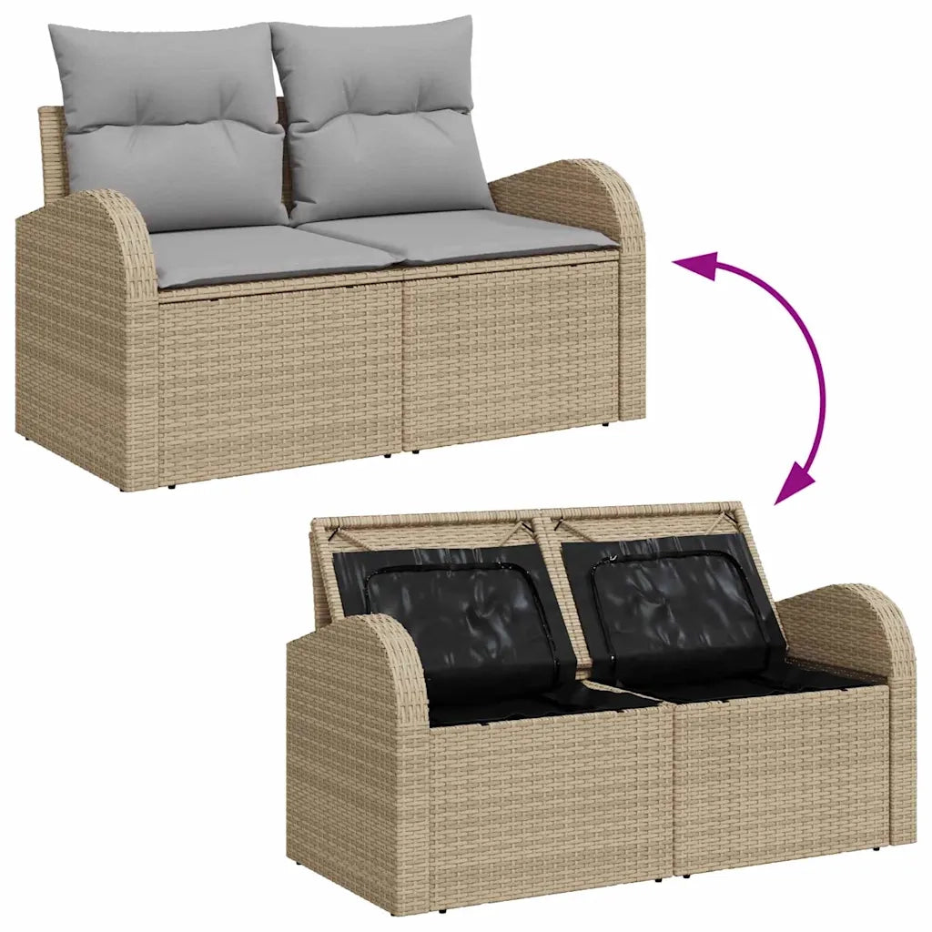 Set Divano da Giardino con cuscino 5 pcs Beige e grigio