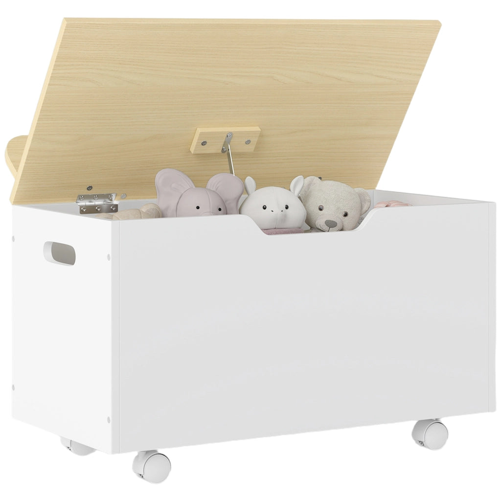 Cofanetto portagiochi con ruote e coperchio ¨C Minimal ¨C 59x30x53 bianco