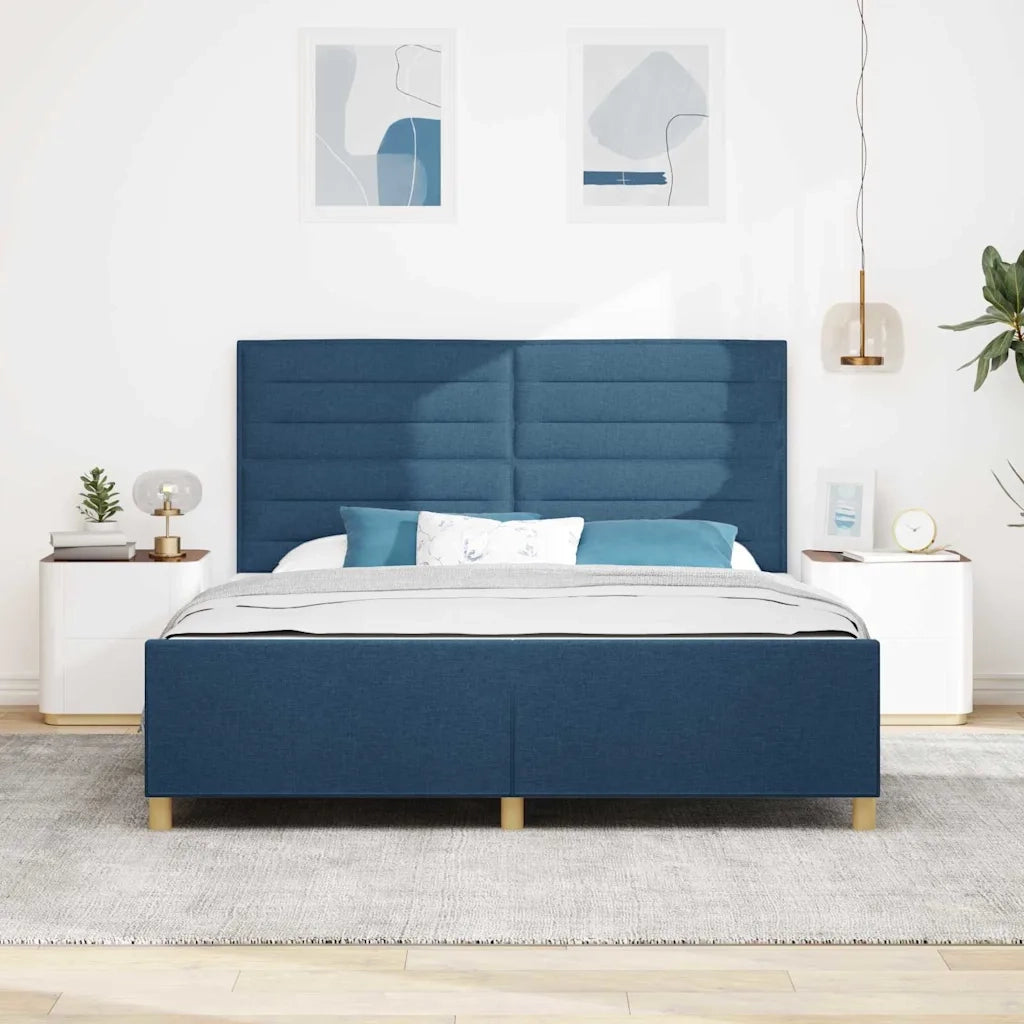 Struttura del letto con testiera Blu 180 x 200 cm Tessuto