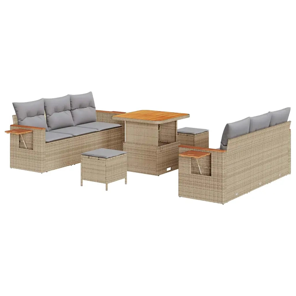 Set Divano da Giardino 11 pcs Beige e Grigio Chiaro polyrattan