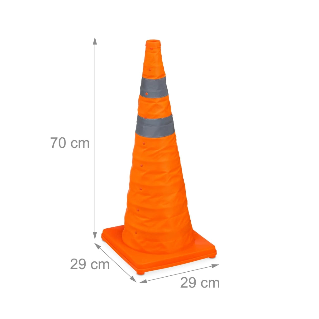 Set di 2 coni di segnalazione pieghevoli visibili allenamento 70 x 29 x 29 cm in poliestere arancione 13_0016306