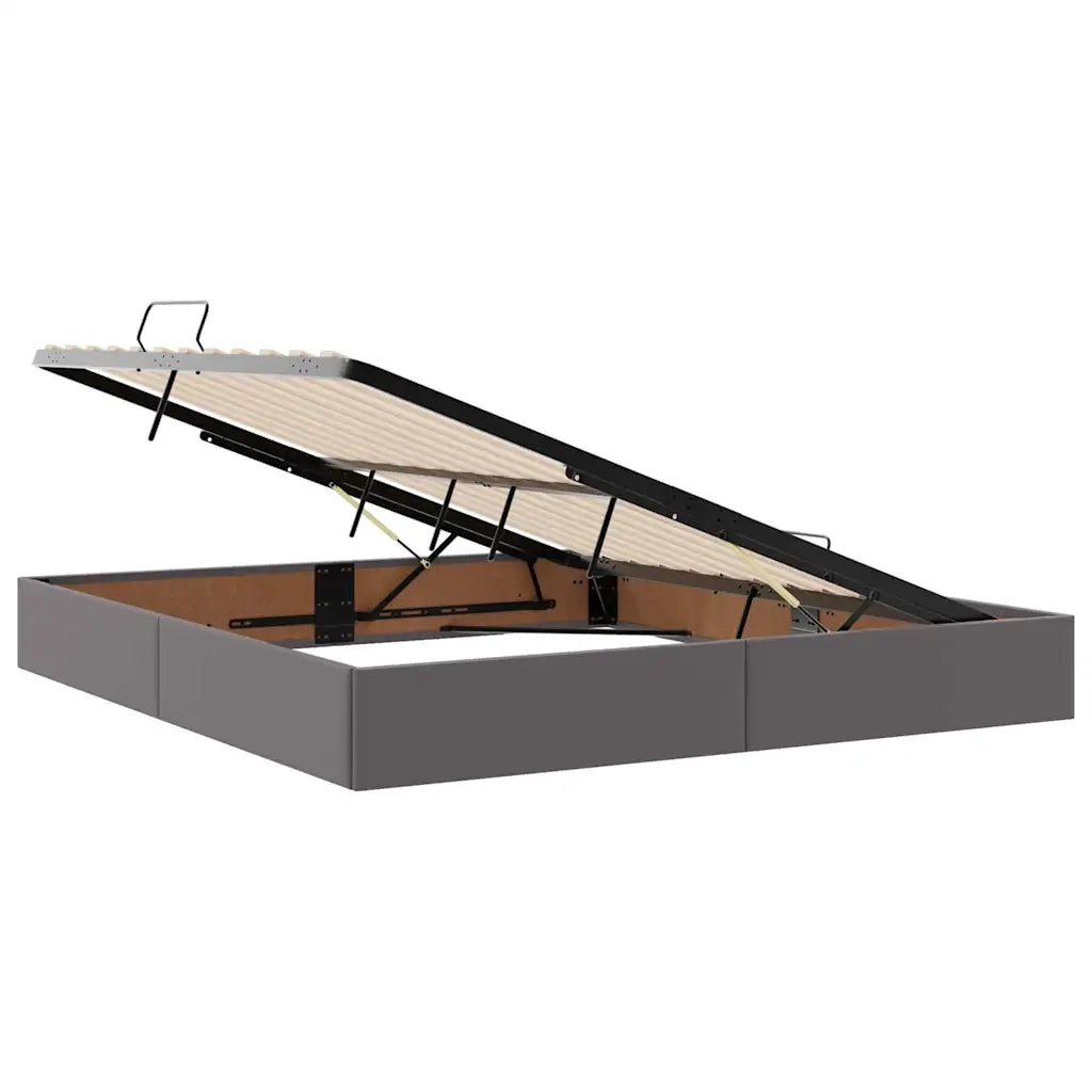 Letto con contenitore e LED Grigio 180 x 200 cm Pelle Sintetica