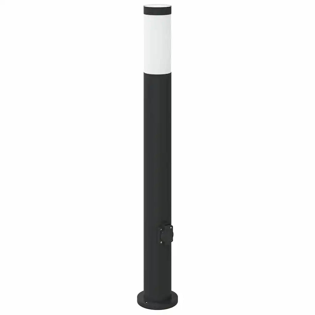 Lampioni a palo con presa elettrica 3 pz 80cm Acciaio Inox IP44 4006038