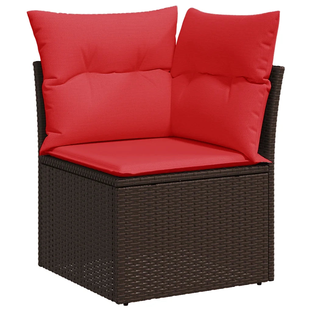 Set Divani da Giardino 10 pz con Cuscini Marrone in Polyrattan 3269374