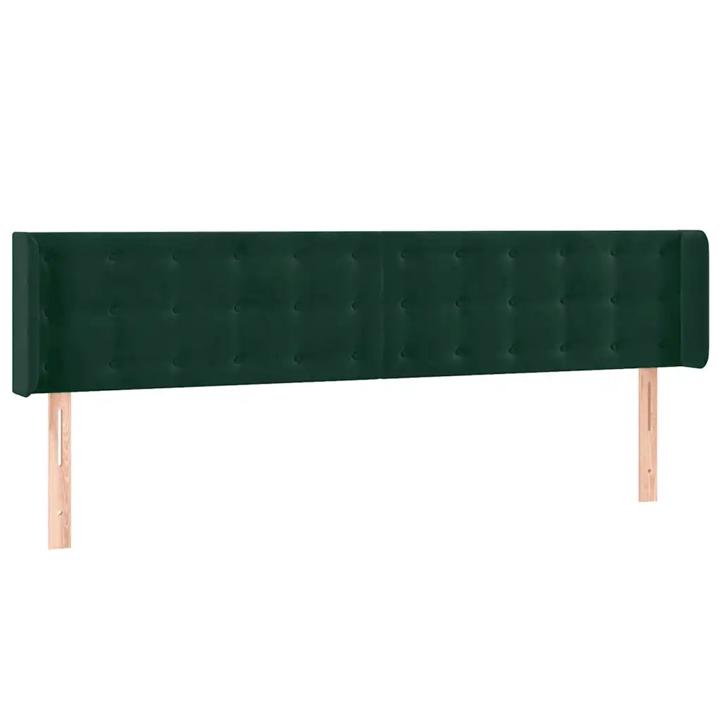Testiera ad Orecchio-Testata con Orecchie Verde Scuro 183x16x78/88 cm in Velluto 879805