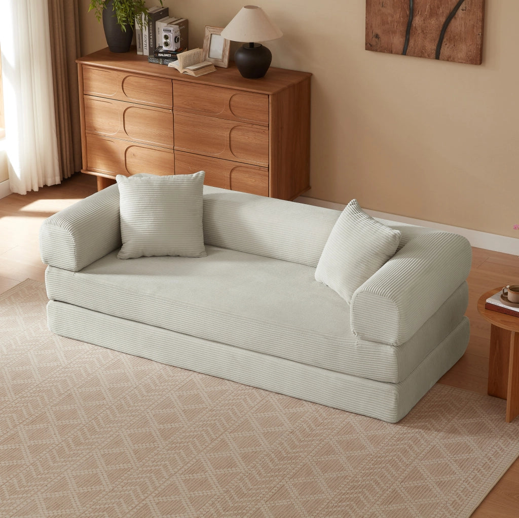 Sofa convertibile modulare in velluto beige