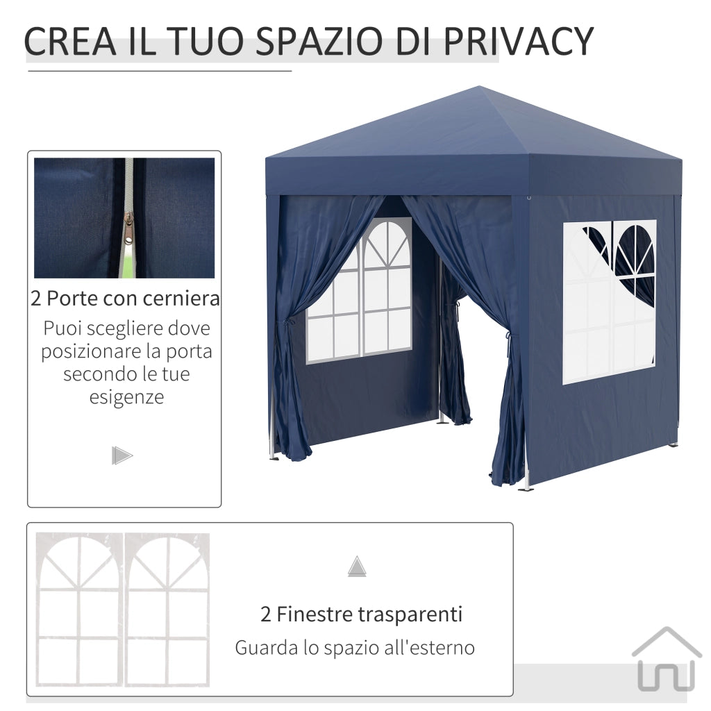 Gazebo Pieghevole 2x2 m ¨C zephmum ¨C Blu Poliestere Acciaio