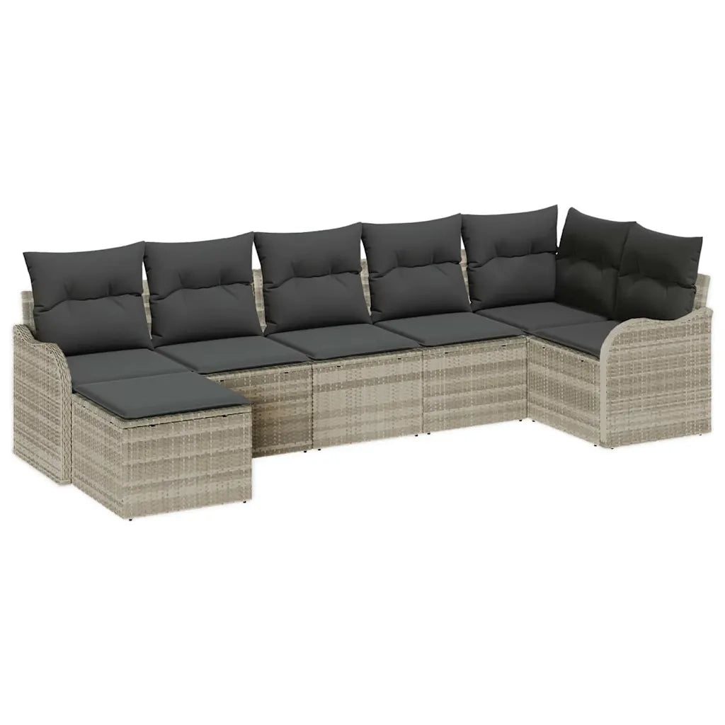 Set Divano da Giardino 7 pcs Grigio chiaro Poly Rattan