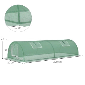 SERRA TUNNEL 200x80x45 cm Plastica Verde per esterno
