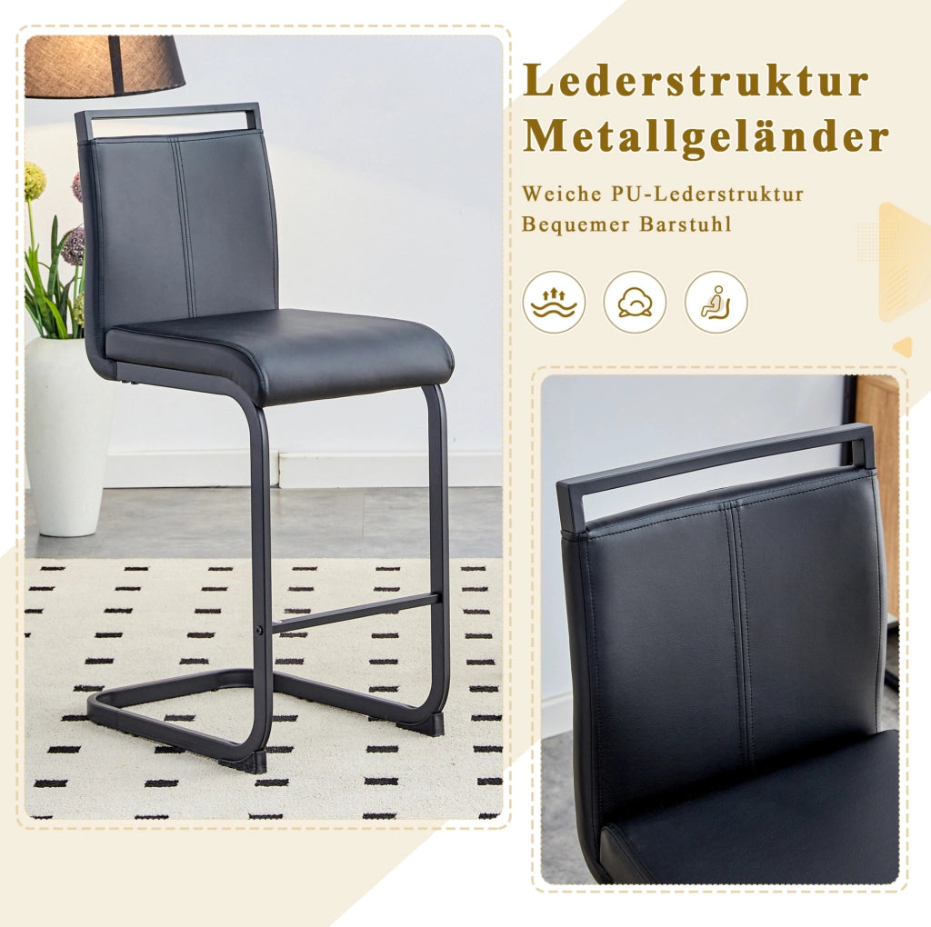 SGABELLO ALTO Set da 2 pezzi 96,5 cm Nero PU e metallo