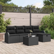 Set di divani con cuscino 6 pcs Nero polyrattan 3359072