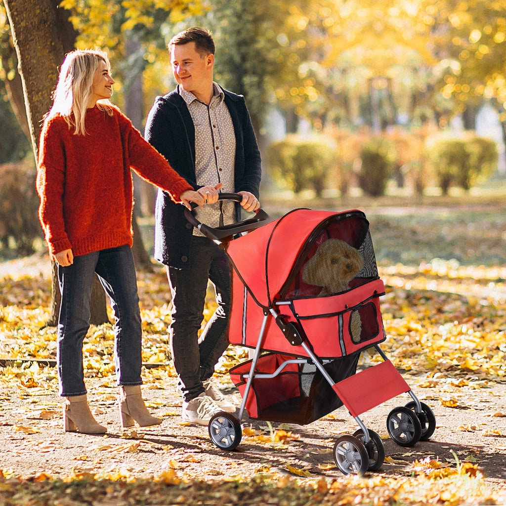 Passeggino per cani pieghevole e leggero, rosso