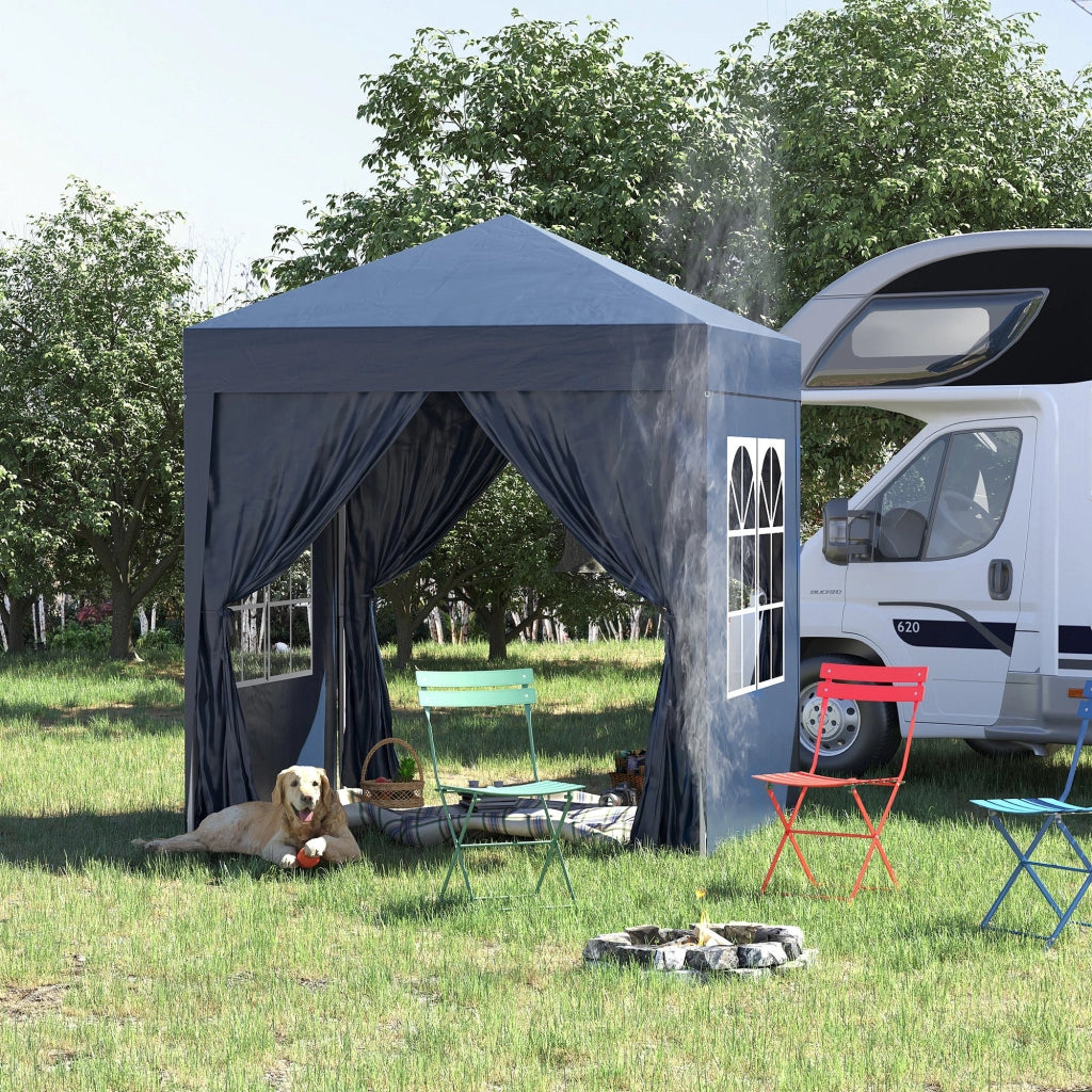 Gazebo Pieghevole 2x2 m ¨C zephmum ¨C Blu Poliestere Acciaio