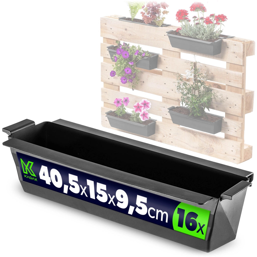 Vaso da fiori KADAX, vasi da fiori per Europallets, scatola da 40 cm, 16 pezzi